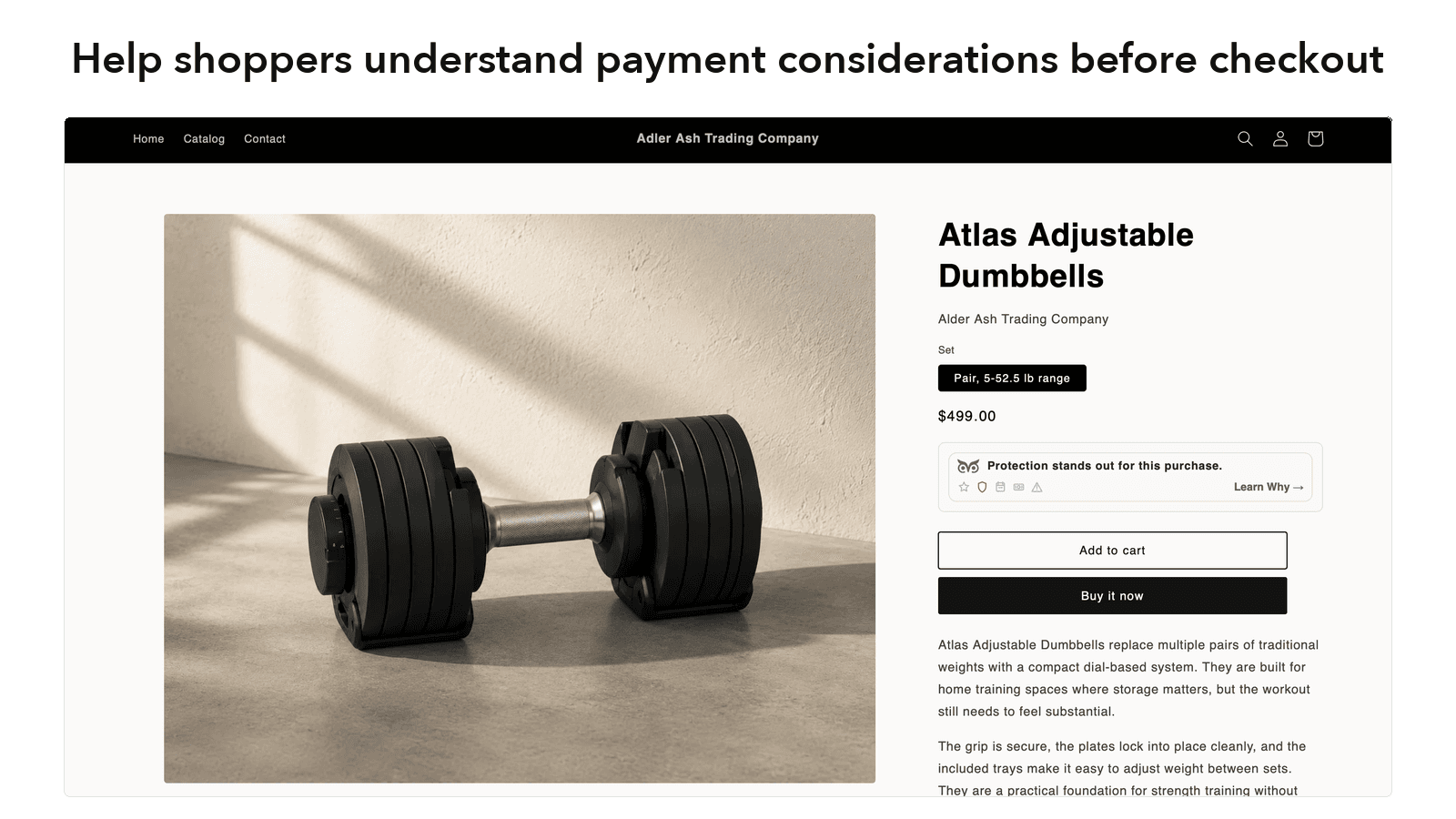 Product page showing Pawyz payment guidance before checkout